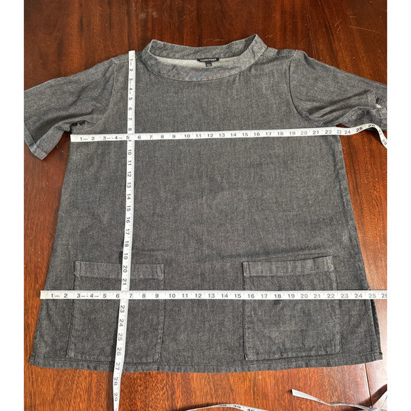 Eileen Fisher Organic Cotton‎ Tunic Top Size M Short Sleeve Lagenlook Minimalist - Picture 5 of 6